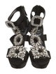Roger Vivier Satin Crystal Embellishments T-Strap Sandals