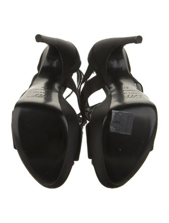 Roger Vivier Satin Crystal Embellishments T-Strap Sandals