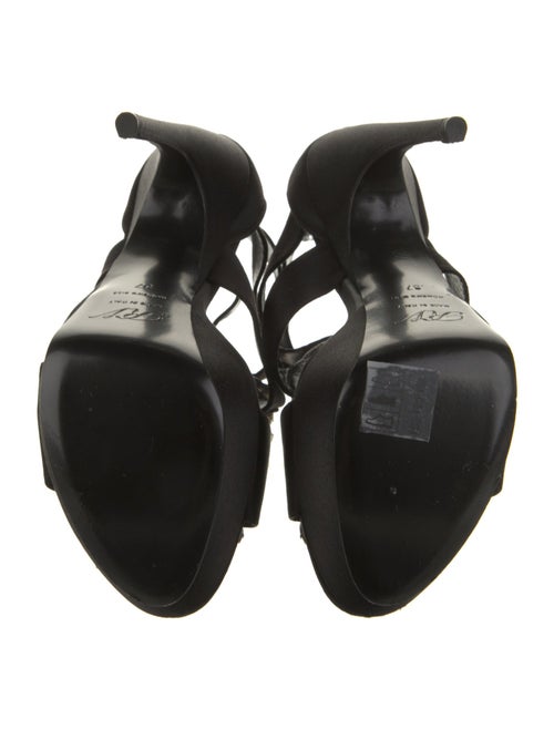 Roger Vivier Satin Crystal Embellishments T-Strap Sandals