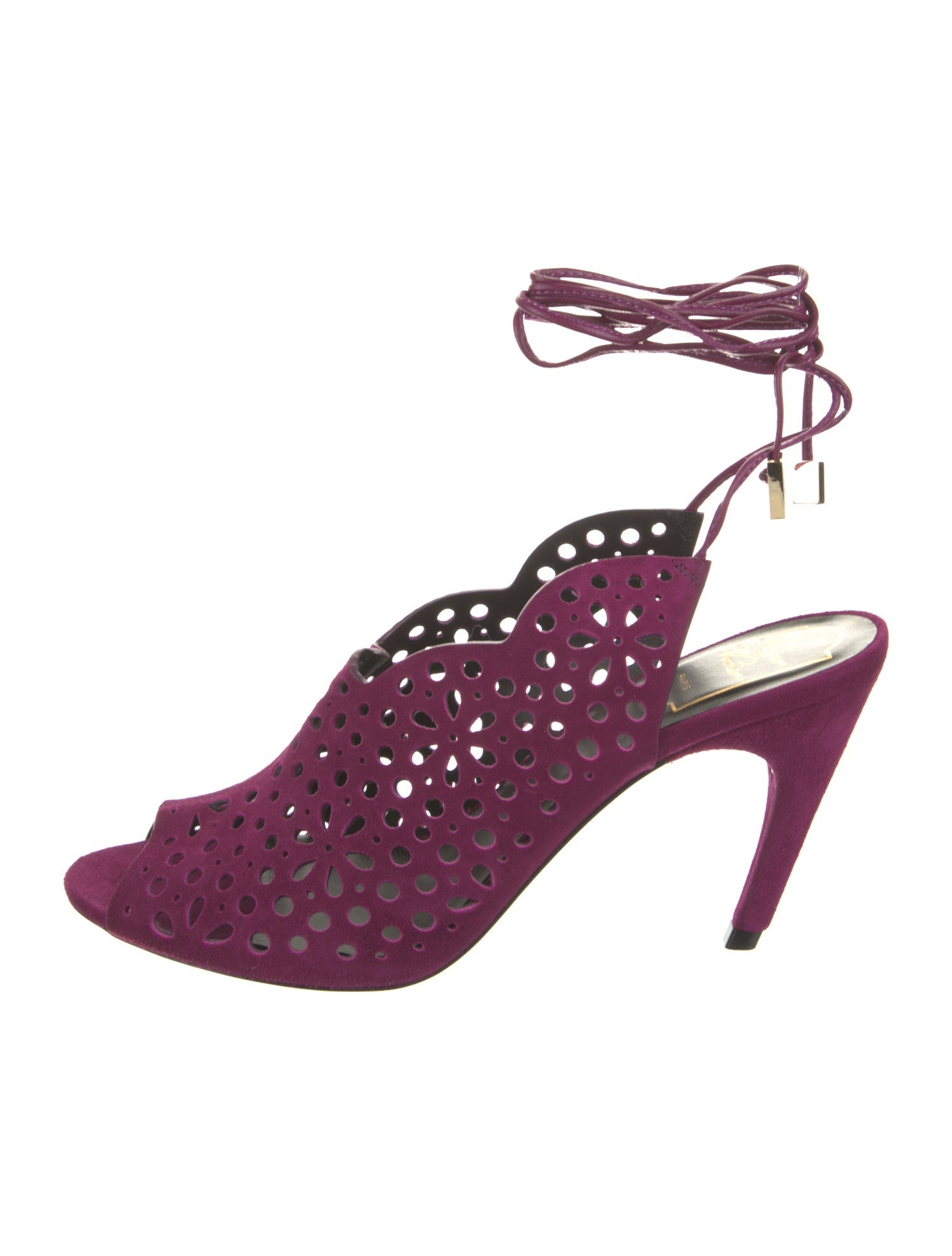 Roger Vivier Suede Lasercut Accents Sandals