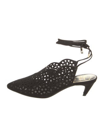 Roger Vivier Suede Floral Print Slingback Pumps