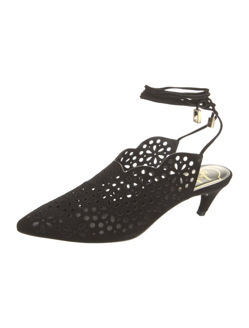 Roger Vivier Suede Floral Print Slingback Pumps