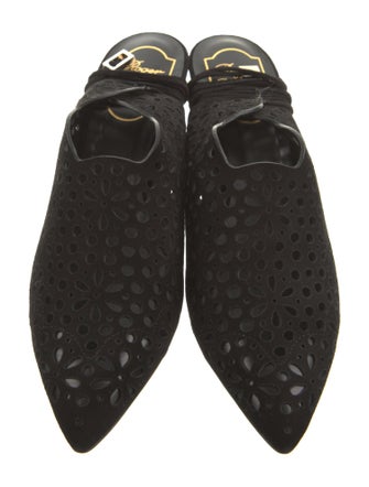 Roger Vivier Suede Floral Print Slingback Pumps