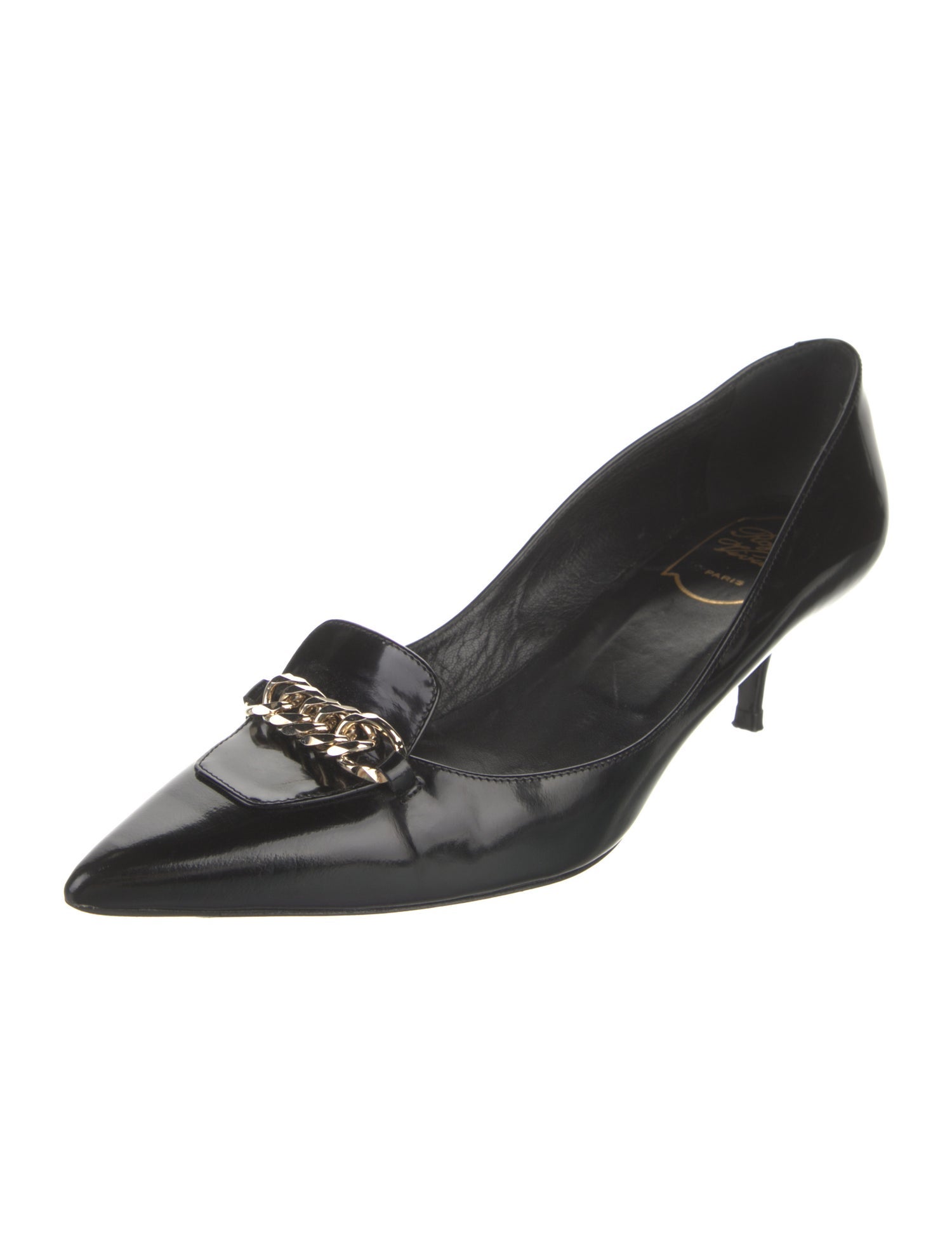 Roger Vivier Leather Chain-Link Accents Pumps