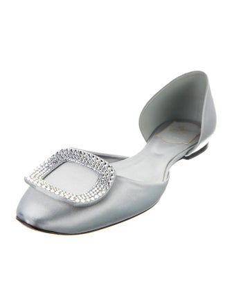 Roger Vivier Satin Crystal Embellishments D'Orsay Flats