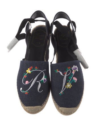 Roger Vivier Denim Graphic Print Espadrilles