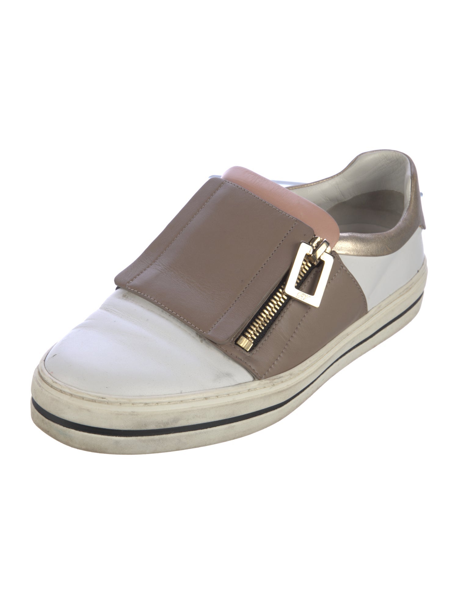 Roger Vivier Leather Colorblock Pattern Sneakers