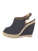 Roger Vivier Denim Leather Trim Embellishment Espadrilles
