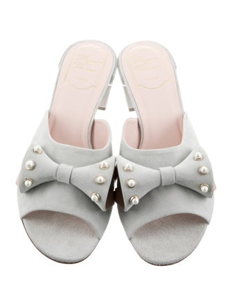 Roger Vivier Suede Bow Accents Slides