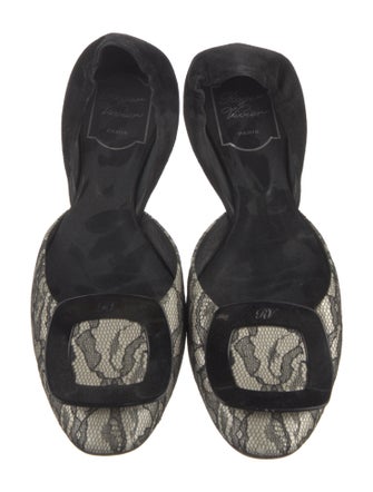 Roger Vivier Lace Printed D'Orsay Flats