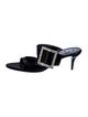 Roger Vivier Satin Crystal Embellishments Slides