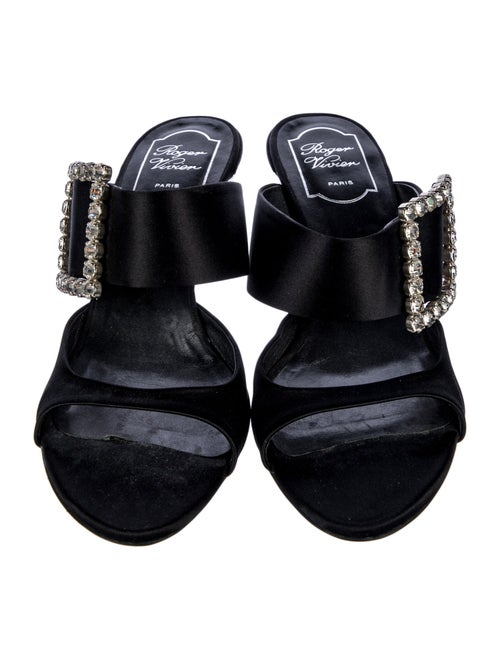 Roger Vivier Satin Crystal Embellishments Slides