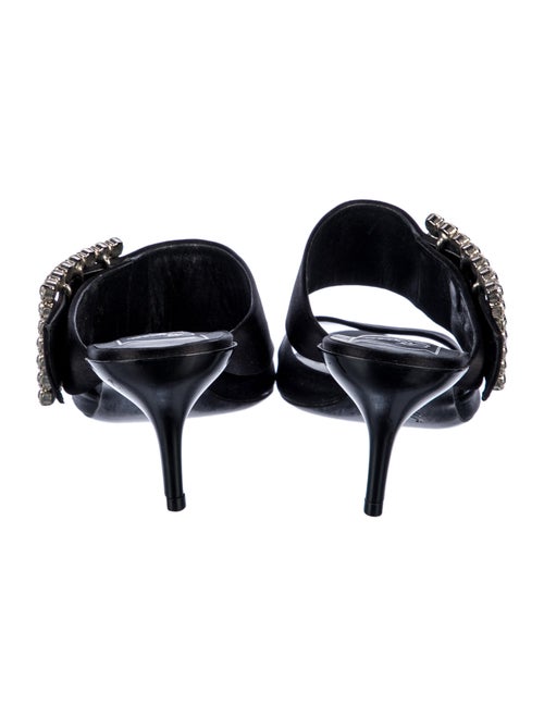Roger Vivier Satin Crystal Embellishments Slides