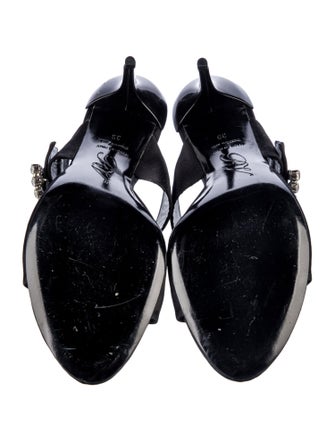 Roger Vivier Satin Crystal Embellishments Slides