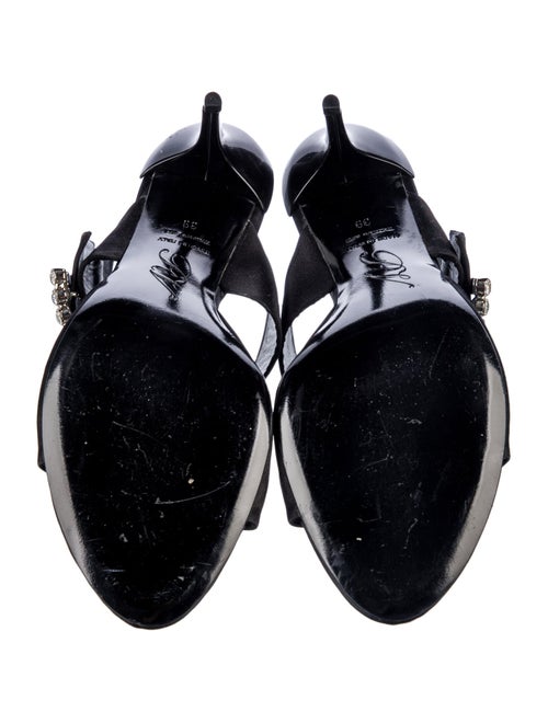 Roger Vivier Satin Crystal Embellishments Slides