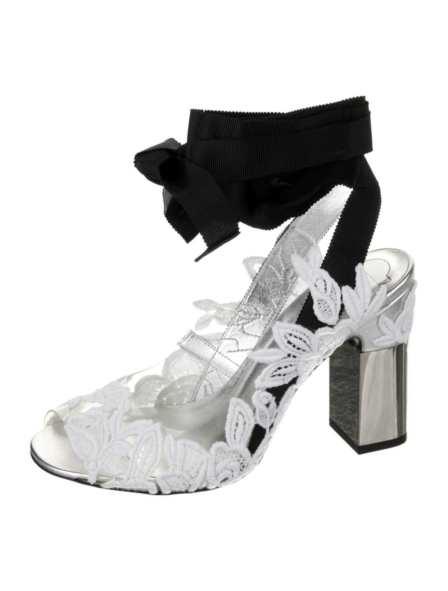 Roger Vivier PVC Lace Pattern Slingback Sandals