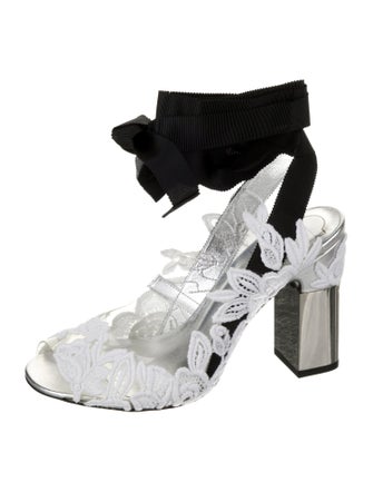 Roger Vivier PVC Lace Pattern Slingback Sandals