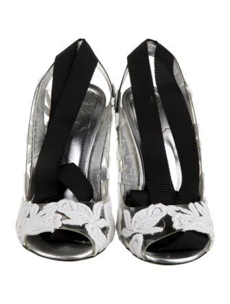 Roger Vivier PVC Lace Pattern Slingback Sandals