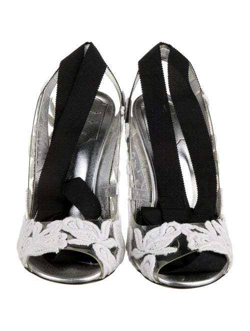 Roger Vivier PVC Lace Pattern Slingback Sandals
