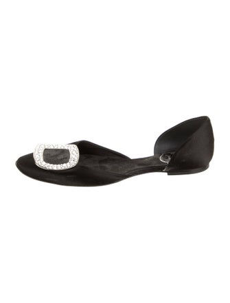 Roger Vivier Satin Crystal Embellishments D'Orsay Flats