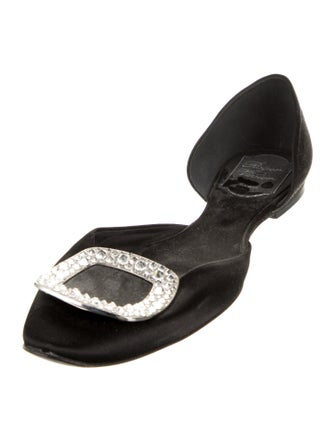 Roger Vivier Satin Crystal Embellishments D'Orsay Flats