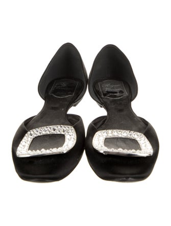 Roger Vivier Satin Crystal Embellishments D'Orsay Flats