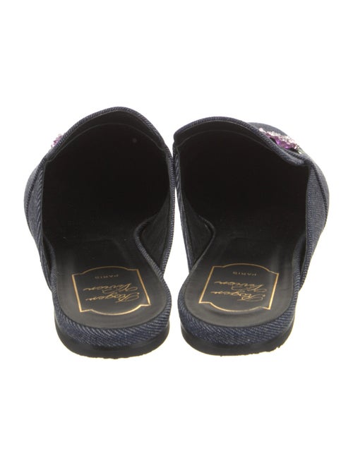 Roger Vivier Denim Crystal Embellishments Mules
