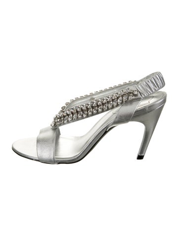Roger Vivier Sandals Leather Crystal Embellishments Slingback Us6, It36 | 6