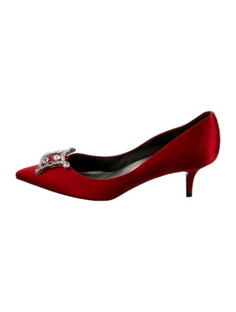 Roger Vivier Satin Crystal Embellishments Pumps