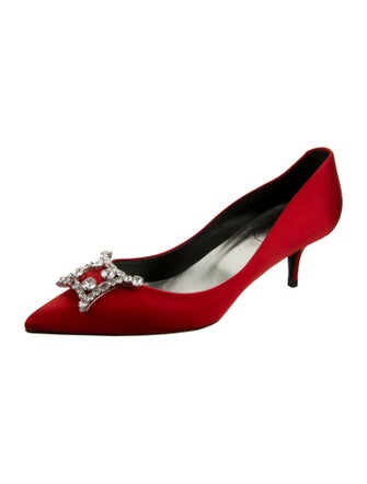 Roger Vivier Satin Crystal Embellishments Pumps
