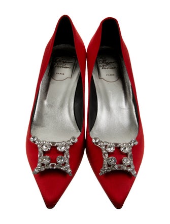 Roger Vivier Satin Crystal Embellishments Pumps