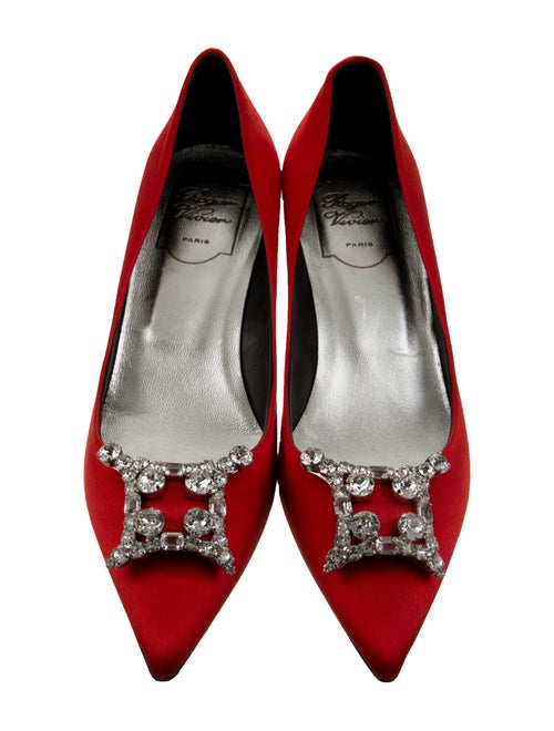 Roger Vivier Satin Crystal Embellishments Pumps