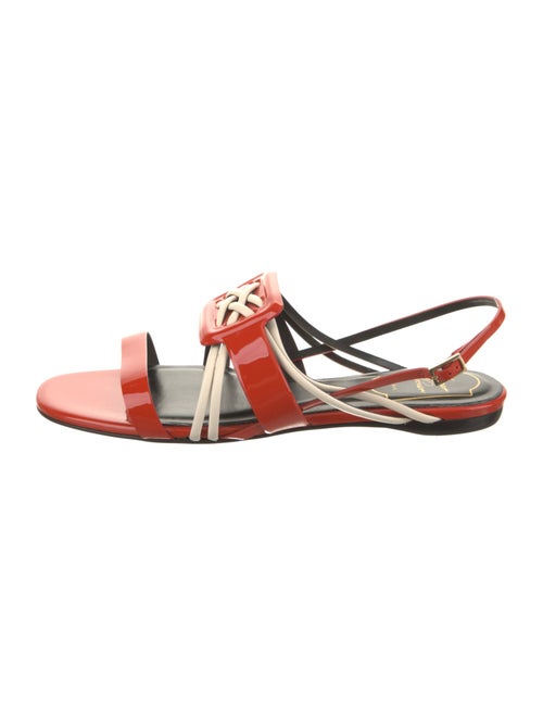 Roger Vivier Patent Leather Colorblock Pattern Slingback Sandals