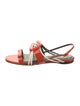 Roger Vivier Patent Leather Colorblock Pattern Slingback Sandals
