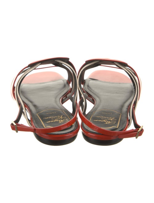 Roger Vivier Patent Leather Colorblock Pattern Slingback Sandals