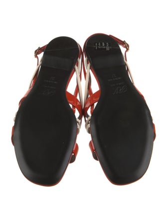 Roger Vivier Patent Leather Colorblock Pattern Slingback Sandals