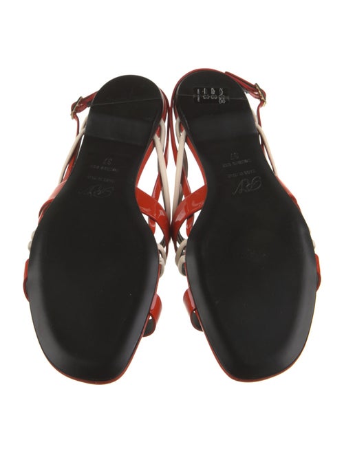 Roger Vivier Patent Leather Colorblock Pattern Slingback Sandals