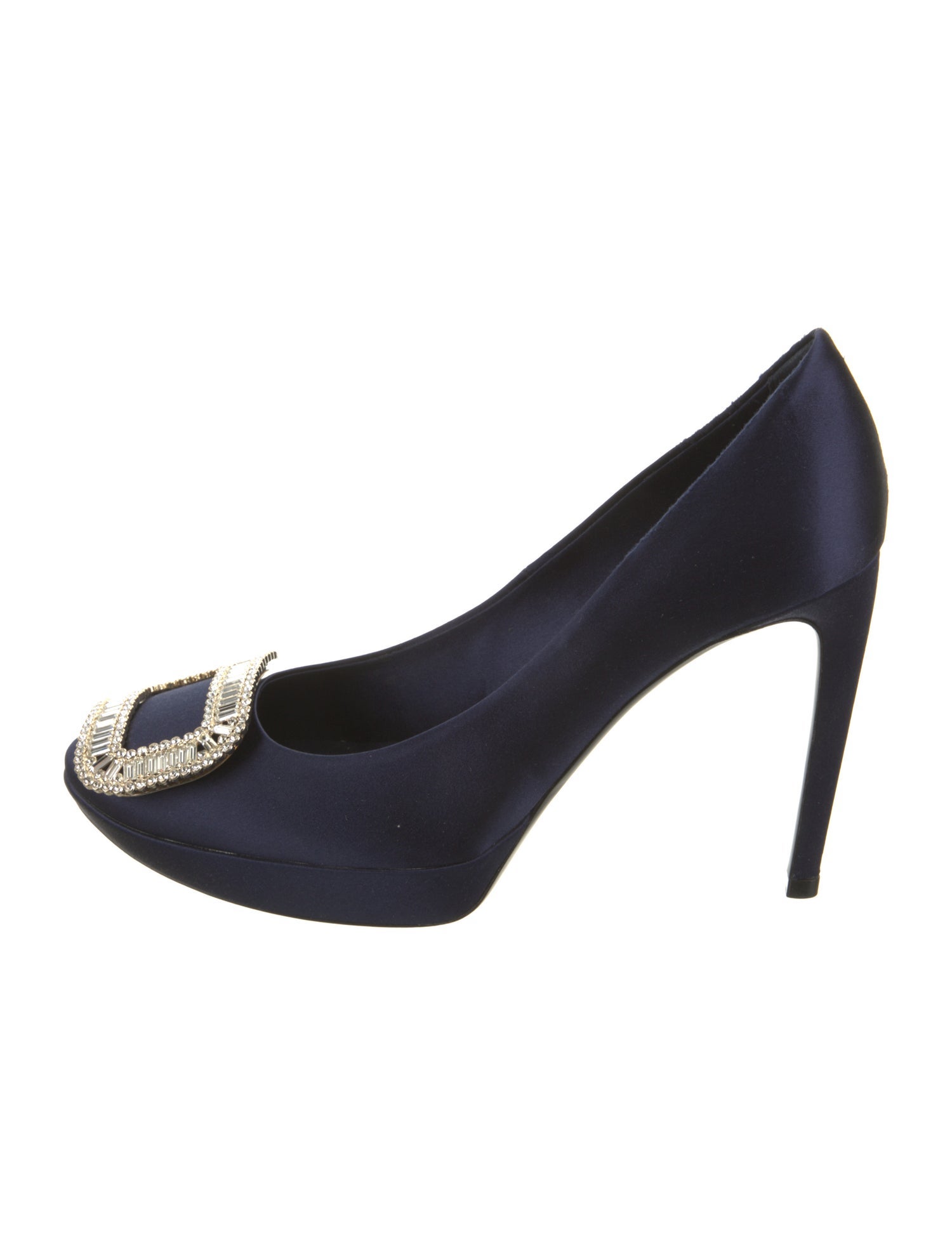 Roger Vivier Satin Crystal Embellishments Pumps