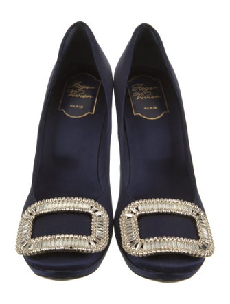 Roger Vivier Satin Crystal Embellishments Pumps