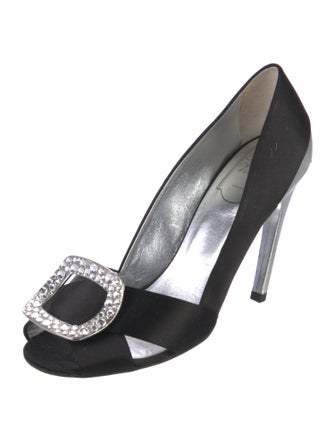 Roger Vivier Satin Crystal Embellishments Pumps