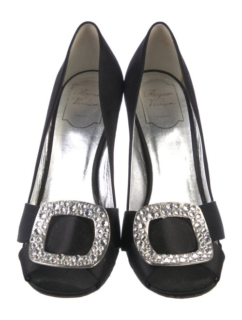 Roger Vivier Satin Crystal Embellishments Pumps