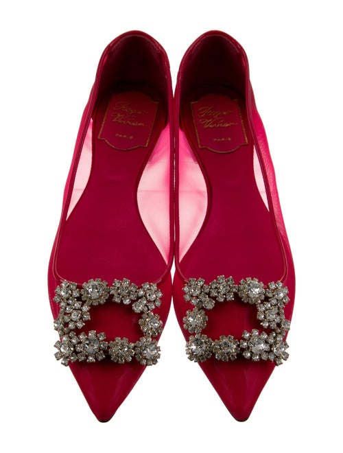 Roger Vivier Mesh Crystal Embellishments Ballet Flats