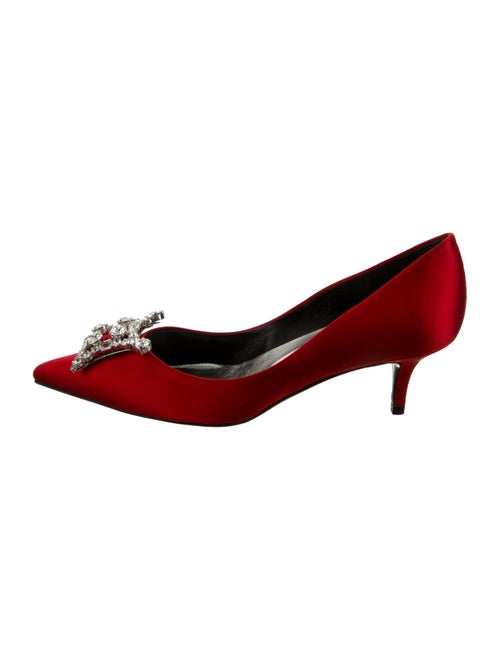 Roger Vivier Satin Crystal Embellishments Pumps