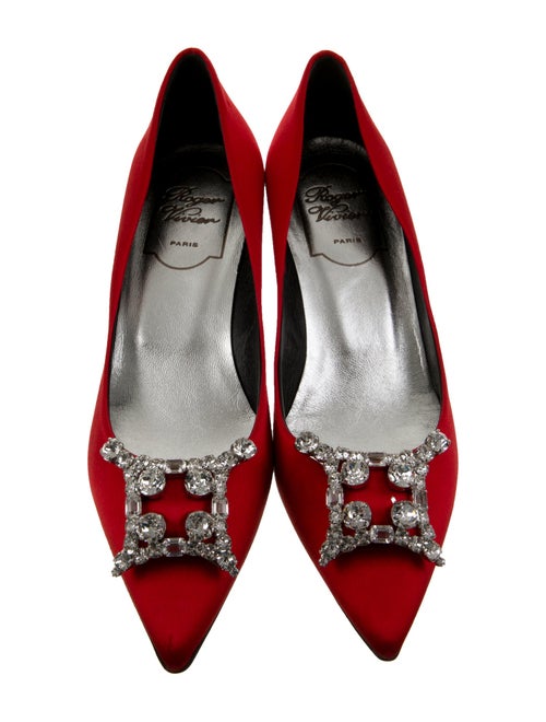 Roger Vivier Satin Crystal Embellishments Pumps