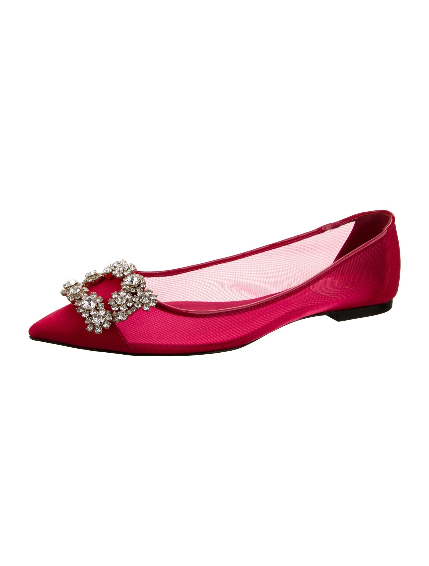 Roger Vivier Mesh Crystal Embellishments Ballet Flats