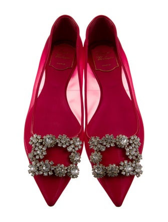 Roger Vivier Mesh Crystal Embellishments Ballet Flats