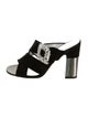 Roger Vivier Suede Crystal Embellishments Slides