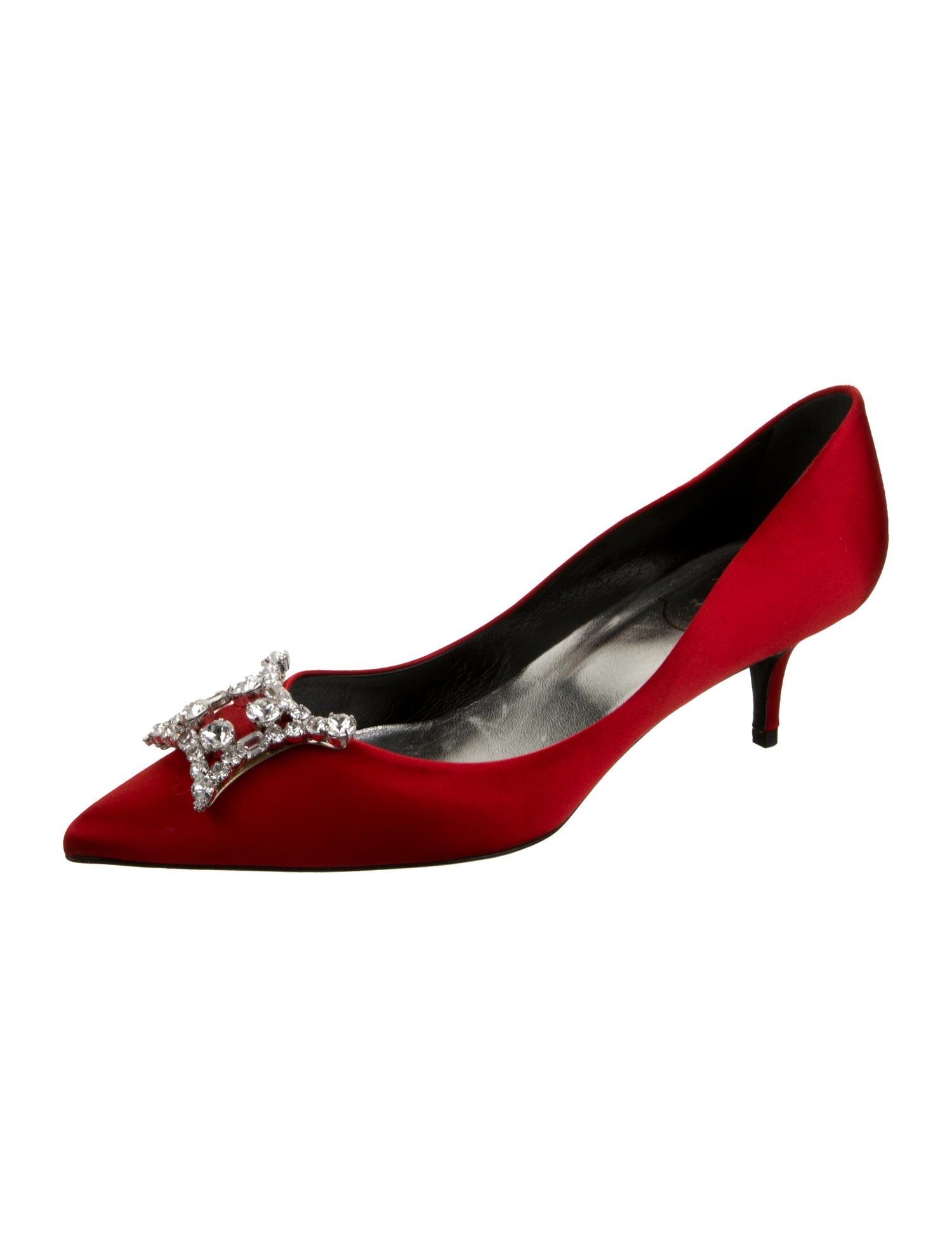 Roger Vivier Satin Crystal Embellishments Pumps