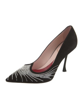 Roger Vivier Suede Crystal Embellishments Pumps
