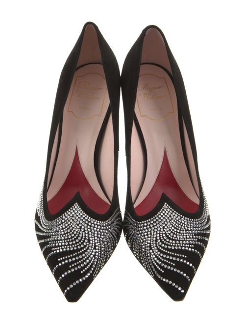 Roger Vivier Suede Crystal Embellishments Pumps